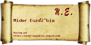 Mider Euzébia névjegykártya